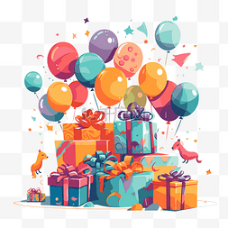 气球礼品盒图片_生日背景 向量