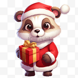 可爱的潘特送圣诞礼物卡通动物穿