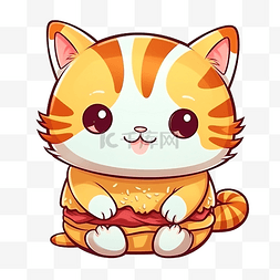 芝士图片_可爱的猫汉堡卡通插画