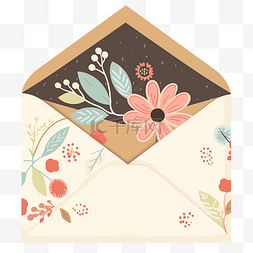 信封剪贴画 一个带有可爱花卉设