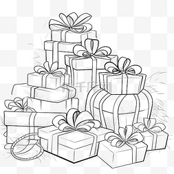 礼物盒简单图片_着色页 雪橇堆满礼物 圣诞节着色