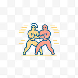 拳击标志设计插画风格线性插画格