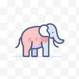 粉色和蓝色的大象图标 向量
