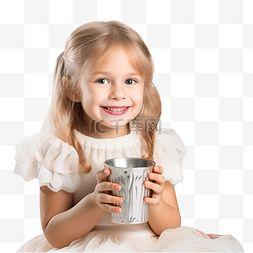 围巾女图片_戴着粉色围巾和一杯牛奶的小女孩