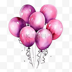 气球星星装饰图片_一堆水彩万圣节粉色气球派对