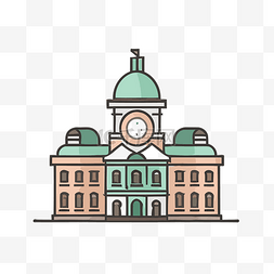 带时钟和圆顶的风格化伦敦建筑 