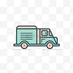 白色背景上的送货卡车的线条图标