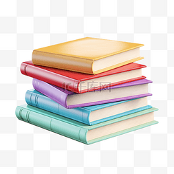 柔和色彩图片_图书馆书籍多柔和色彩3d元素png