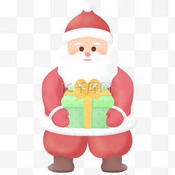 绿色礼物盒圣诞节图片_圣诞老人抱礼物卡通