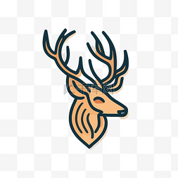鹿头设计图片_带有鹿角的鹿头图标 向量