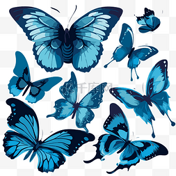 蝴蝶节漂亮丝带图片_藍色蝴蝶 向量