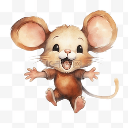 人物跳跃动画图片_小可爱的大耳朵棕色涂鸦卡通鼠标