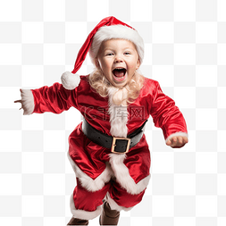 欢呼的小孩图片_圣诞节临近时，身着圣诞老人服装