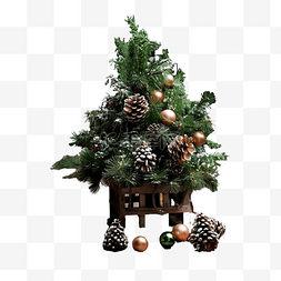 加厚丝袜图片_深色木桌上装饰着小圣诞树