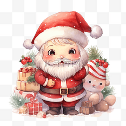 圣诞快乐，有可爱的圣诞老人和圣