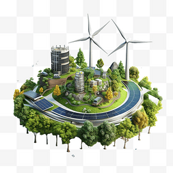 电池行业插图图片_3d 插图能源系统可再生能源
