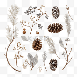 灰色枝条图片_用树枝设置的圣诞自然构图