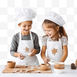 在厨房里图片_小孩子们在厨房里准备圣诞饼干