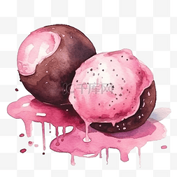 可爱生日涂鸦图片_水彩粉色巧克力炸弹