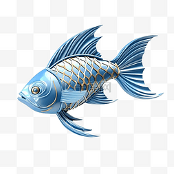 鱼的雕塑图片_从透视角度看蓝色金属鱼幸运饰品
