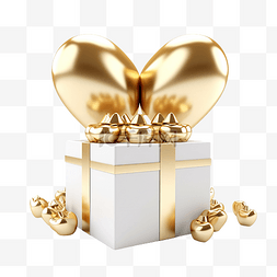 约会浪漫图片_3d 渲染从礼品盒和金色心形框架中