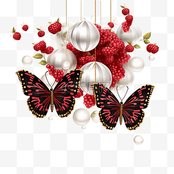 圣诞节假期生日婚礼球蝴蝶与覆盆