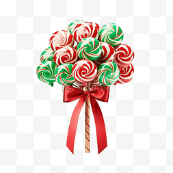 圣诞树食物图片_棒棒糖形状像圣诞树和丝带装饰