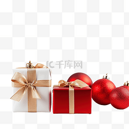 小装饰小玩意图片_白木板上包装着小圣诞礼物和红色
