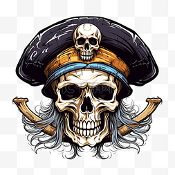 骷髅骷髅和交叉骨在海盗三角帽项