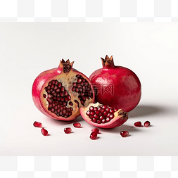 水果2图片_白色背景中的 2 个红石榴