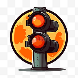 交通标志灯图片_卡通交通灯与橙色光和背景剪贴画