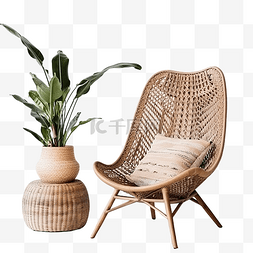 黑色的椅子图片_波西米亚风格的椅子和植物
