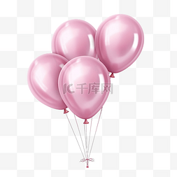 带阴影的粉色现实气球