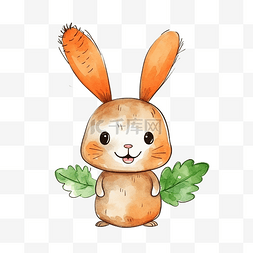 传统画图片_油漆画兔子胡萝卜卡背景
