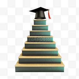 教育黑板符号图片_绿色黑板粉笔楼梯上毕业帽的步骤