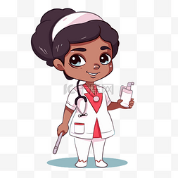 护士拿注射器图片_护士剪贴画卡通 卡通非洲女护士