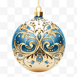装饰小简单的图片_蓝色和金色圣诞摆设装饰风格化插