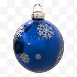 蓝色雪花图片_圣诞节装饰球3d蓝色雪花