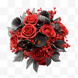 浪漫黑色背景图片_红色和黑色的花束