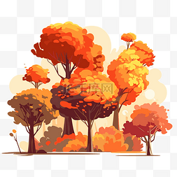 秋天的树林卡通图片_倒树 向量