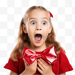 惊讶小表情图片_庆祝圣诞节的小女孩感到惊讶和震
