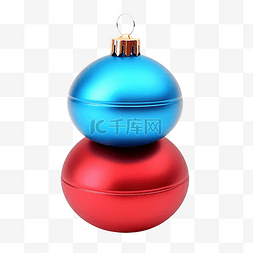 蓝色和红色的彩虹圣诞树玩具或球