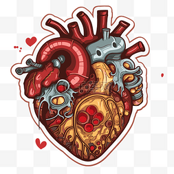 插图零件图片_绘制的心脏剪贴画机械心脏与机械