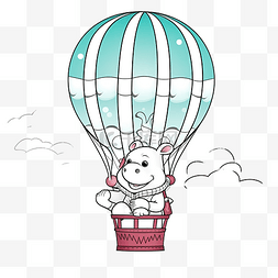 素描热气球图片_复制图片儿童游戏和着色页与热气