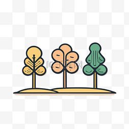 三种不同类型的树木平面图 向量