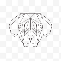 狗的设计素材图片_带有脸和几何线条的几何狗的插图