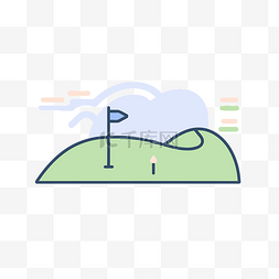 高尔夫球场线图标图矢量图