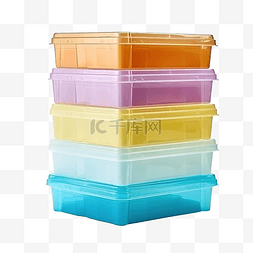 蓝色空图片_空的塑料食品盒堆放在一起，并切