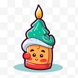 蜡烛圣诞树图片_可爱的胖乎乎的小精灵帽子有一个