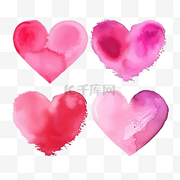 可爱手绘标签图片_心形水彩画笔，适合爱情婚礼或情